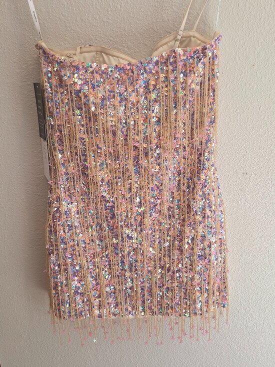 Retrofete Dresses & Skirts - Retrofete Heather Sequin Star Fringe Mini Dress Strapless Party Womens Size S